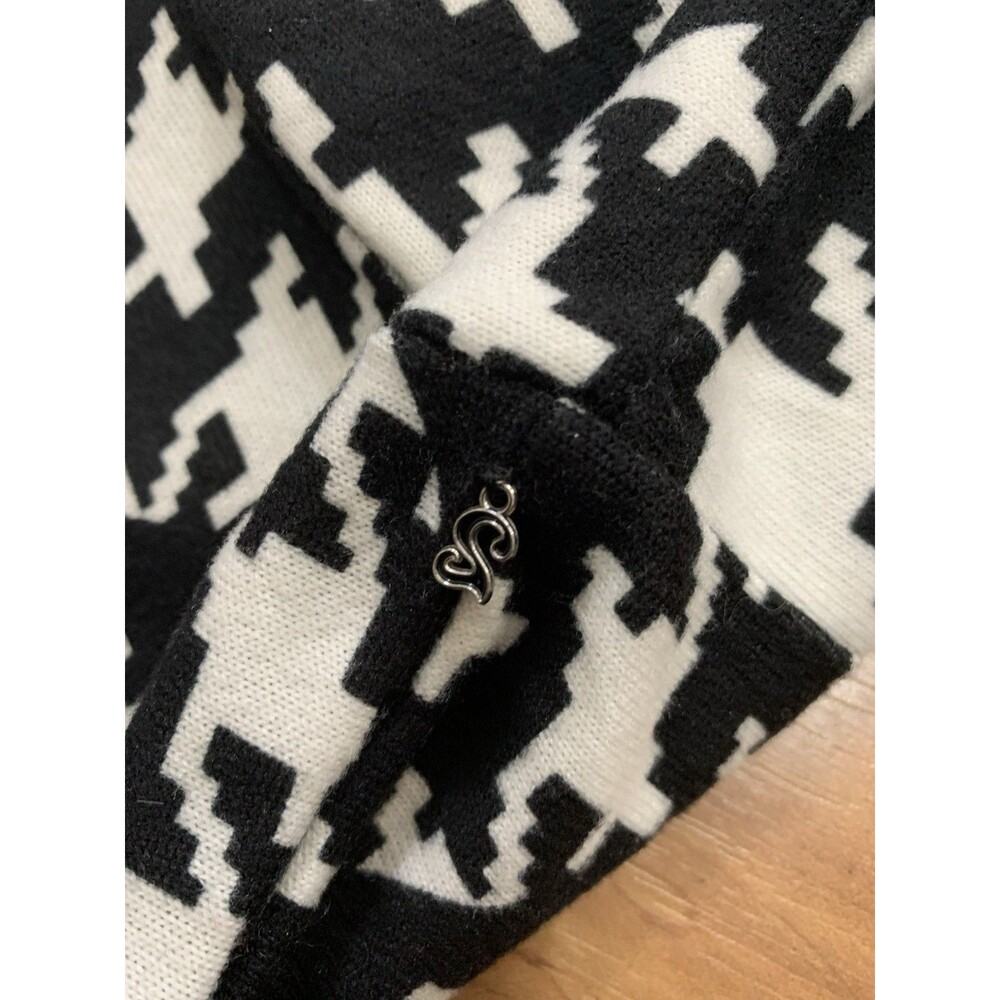 Black & White Infinity Scarf  Cowl Houndstooth w/ Zip Pocket 2 Chic - Picture 6 of 9